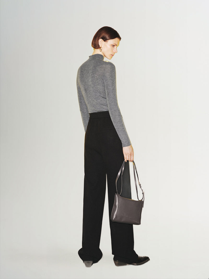 Black corduroy straight pants