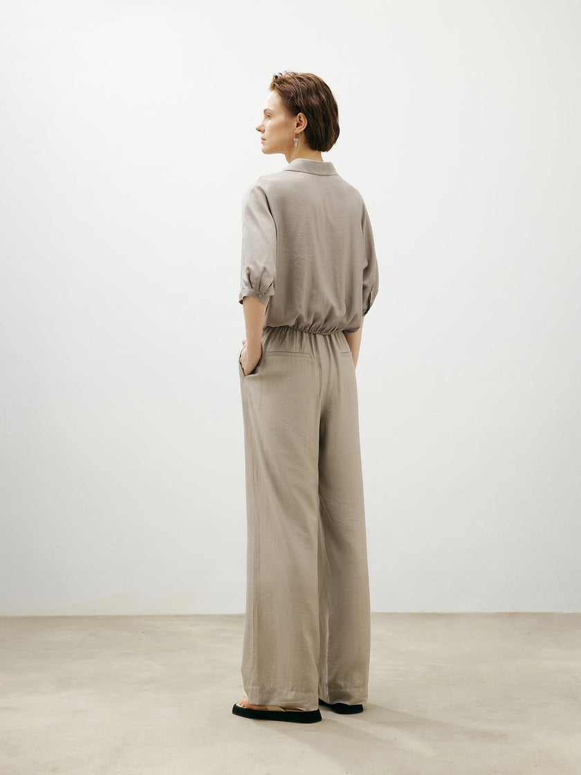Beige shirt with bow