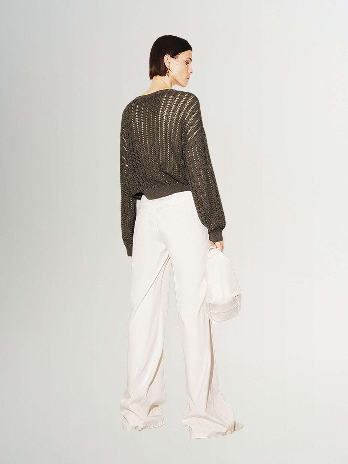 White cotton wide-leg jeans