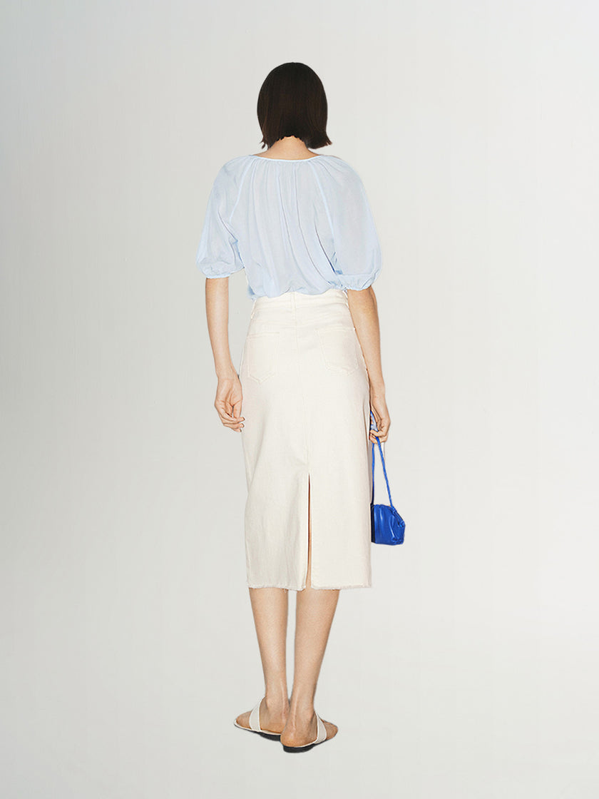 Women's Off-White Straight Fit Skirt