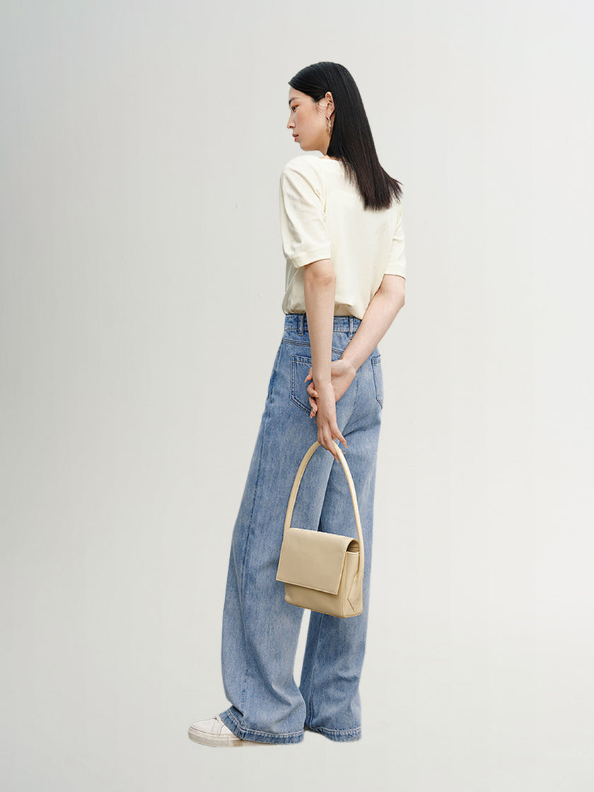 Straight blue denim cotton jeans