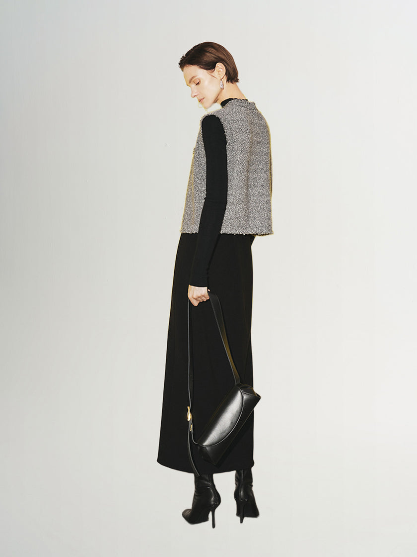 Tweed sleeveless vest