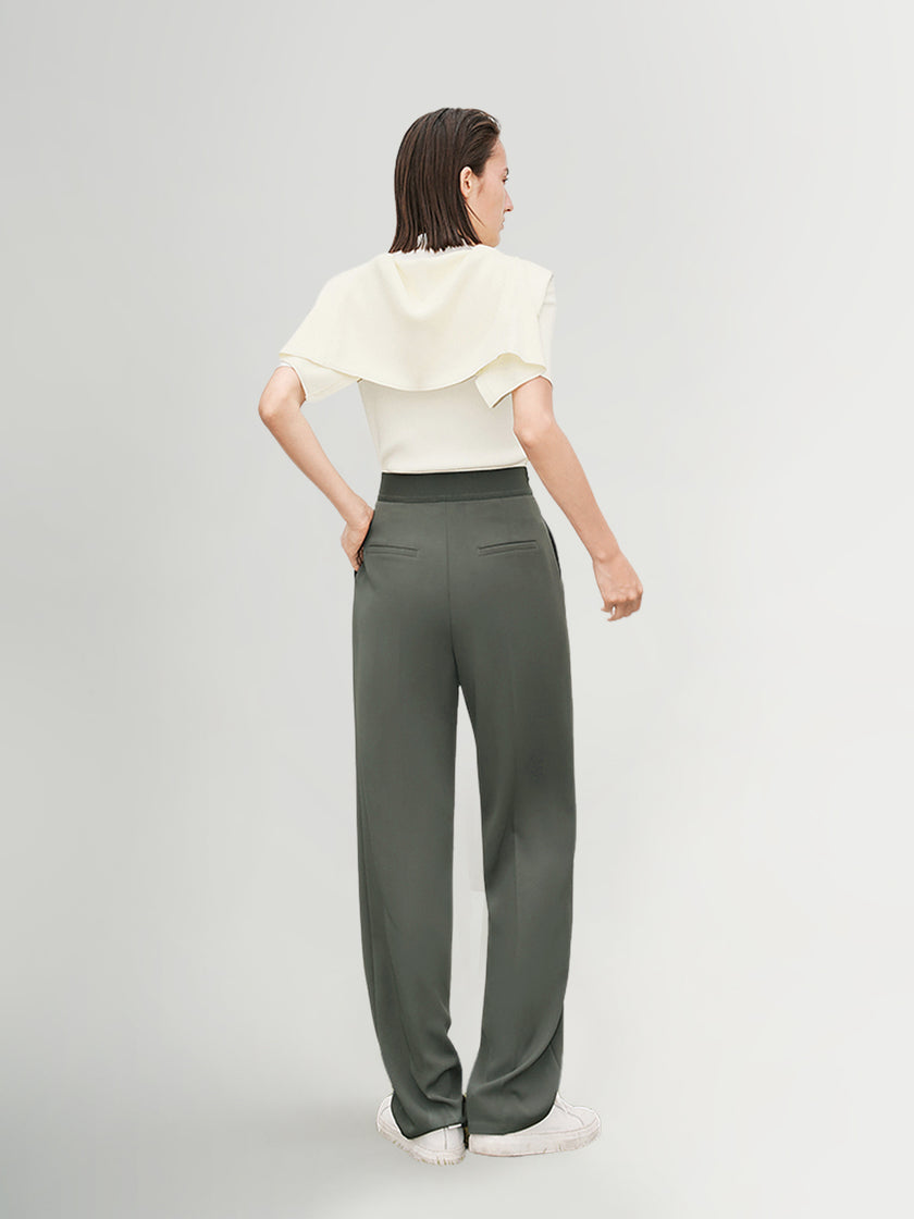Brown-khaki straight-cut pants