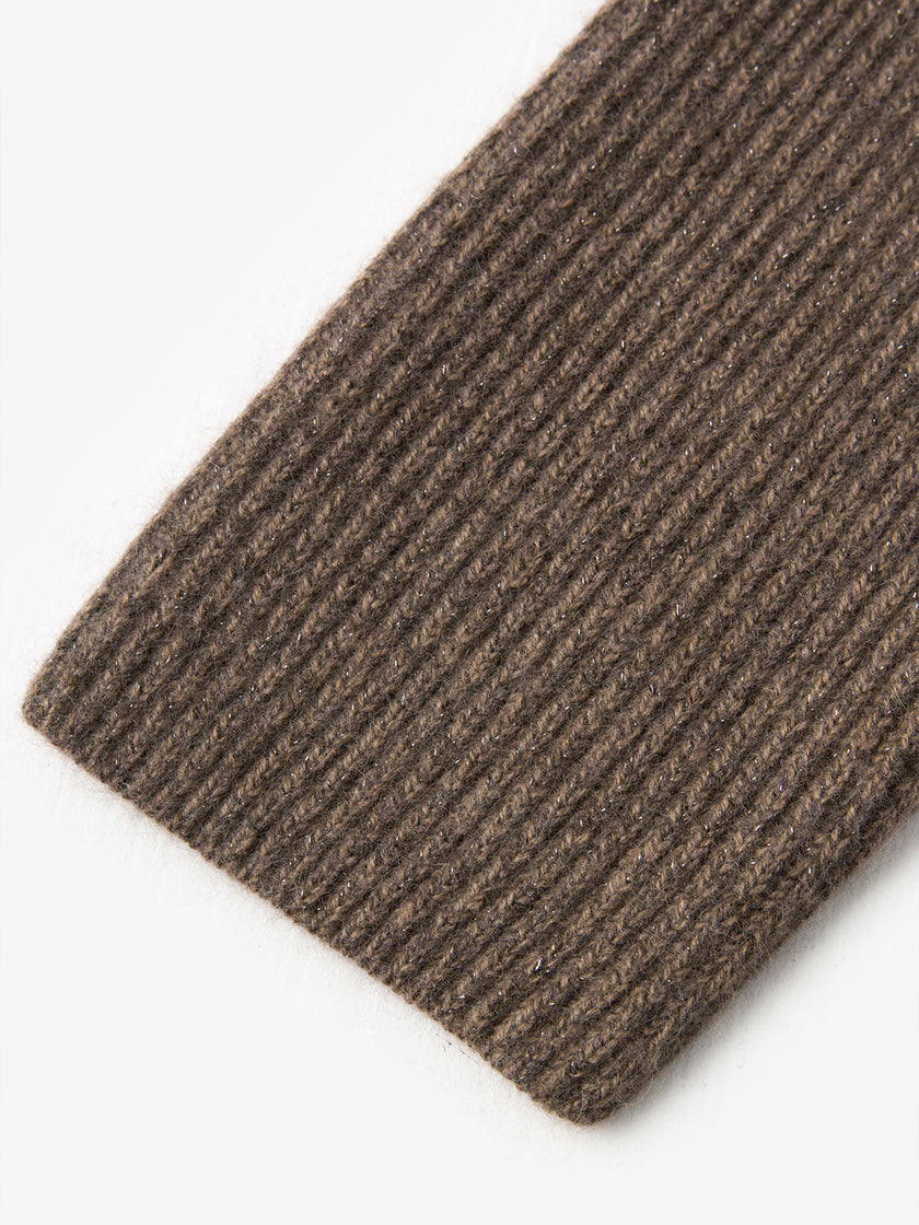 Brown wool sweater with high neck