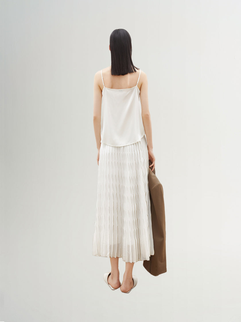 Sleeveless silk top, white, summer