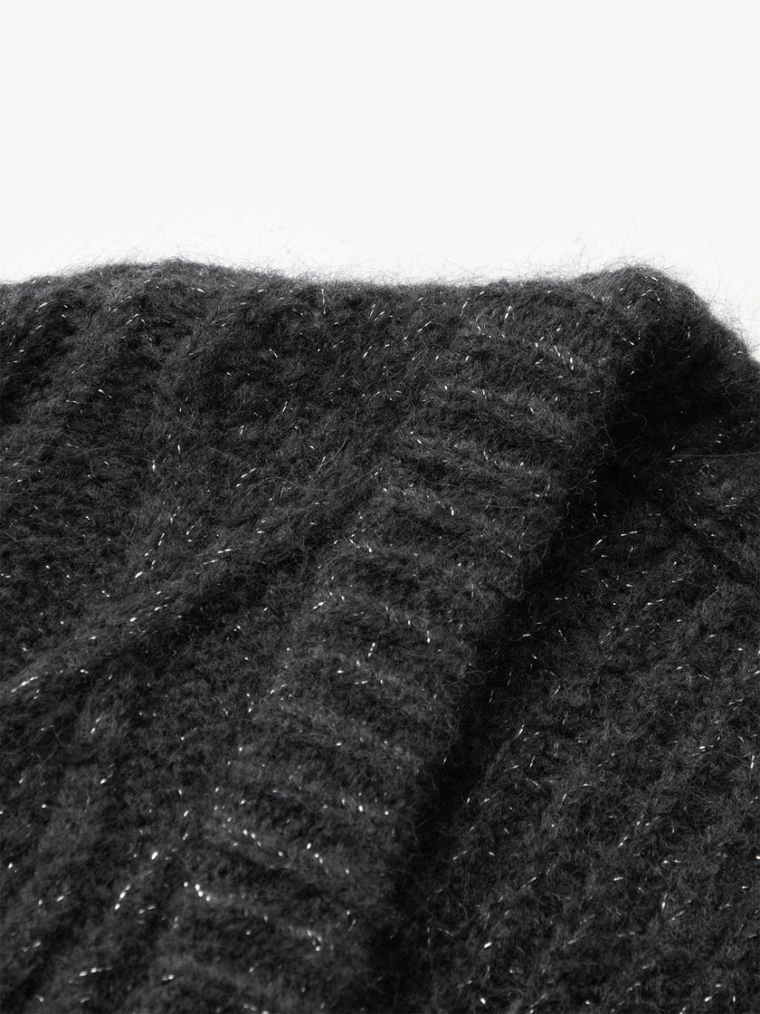 Long black alpaca wool cardigan