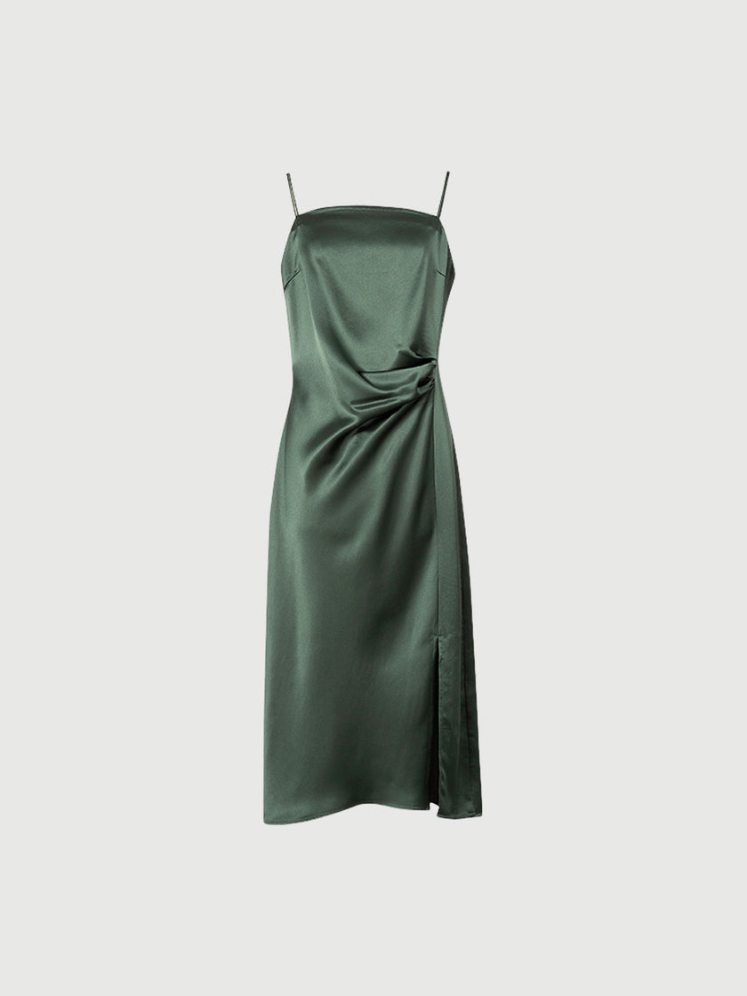 Dark green satin dress