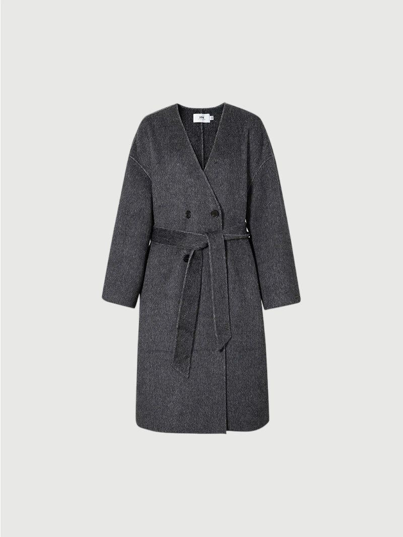 Dark gray wool and silk coat