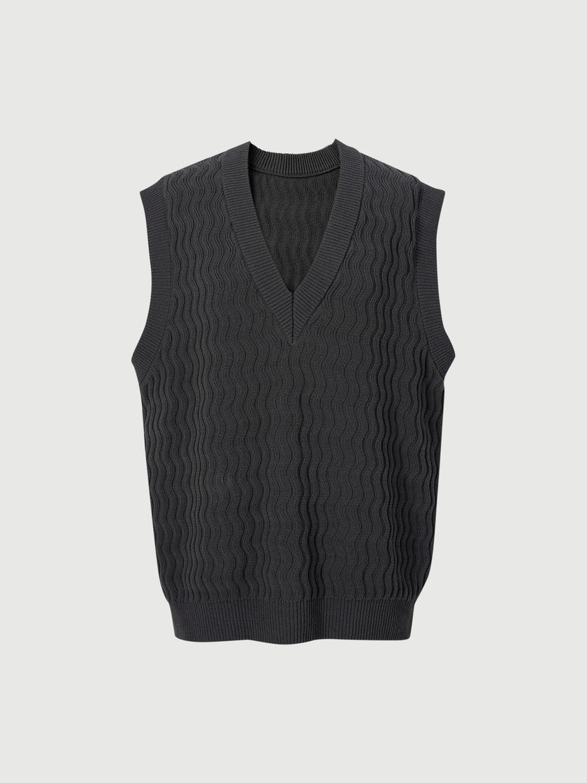 Dark gray V-neck knitted vest