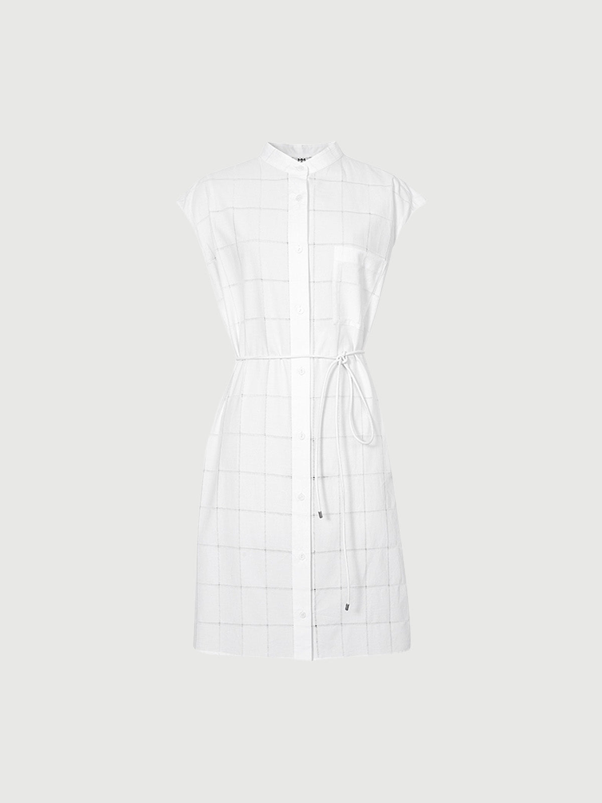 Women's Pure White Stand Collar 100% Cotton within Slip Together Dress