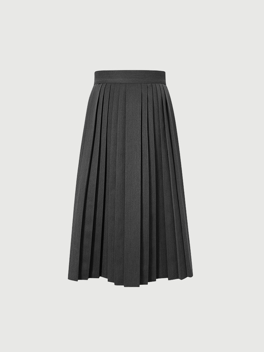 Comfortable pleated short skirt in dark gray modal