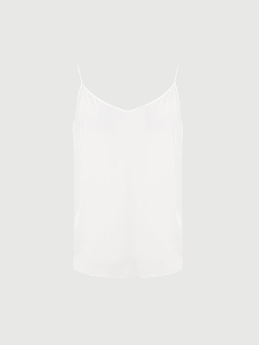 Sleeveless silk top, white, summer
