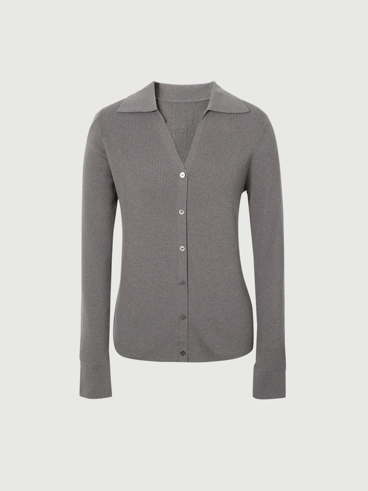 Women's Gray Polo Neck Long Sleeve Kintwear