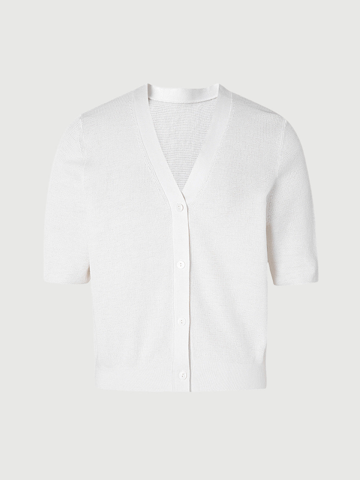 Women's Original White V Neck Short Sleeves Summer Knitwear Top