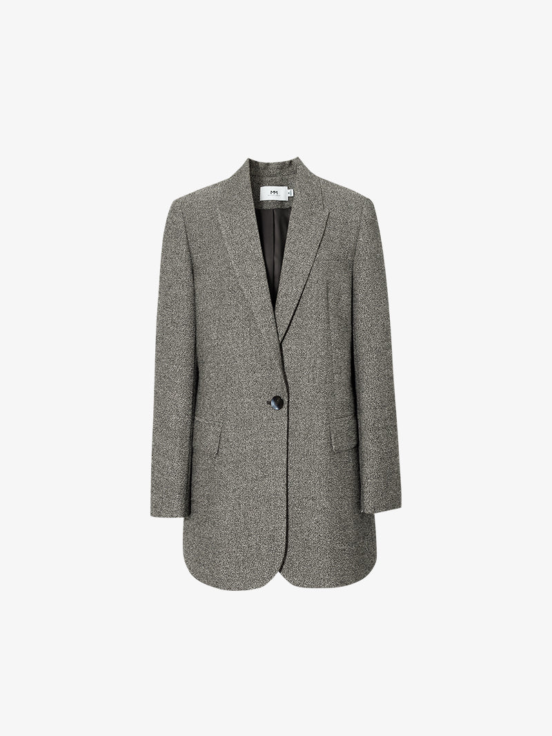 Women's Gray Peak Lapel Single Breasted Blazer