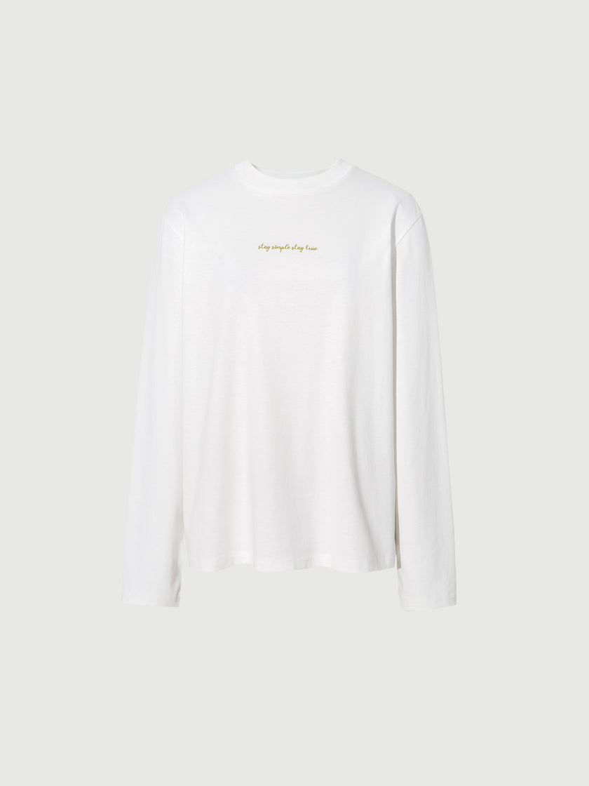 Women's White Round Neck Long Sleeves T-Shirt 5D2100101