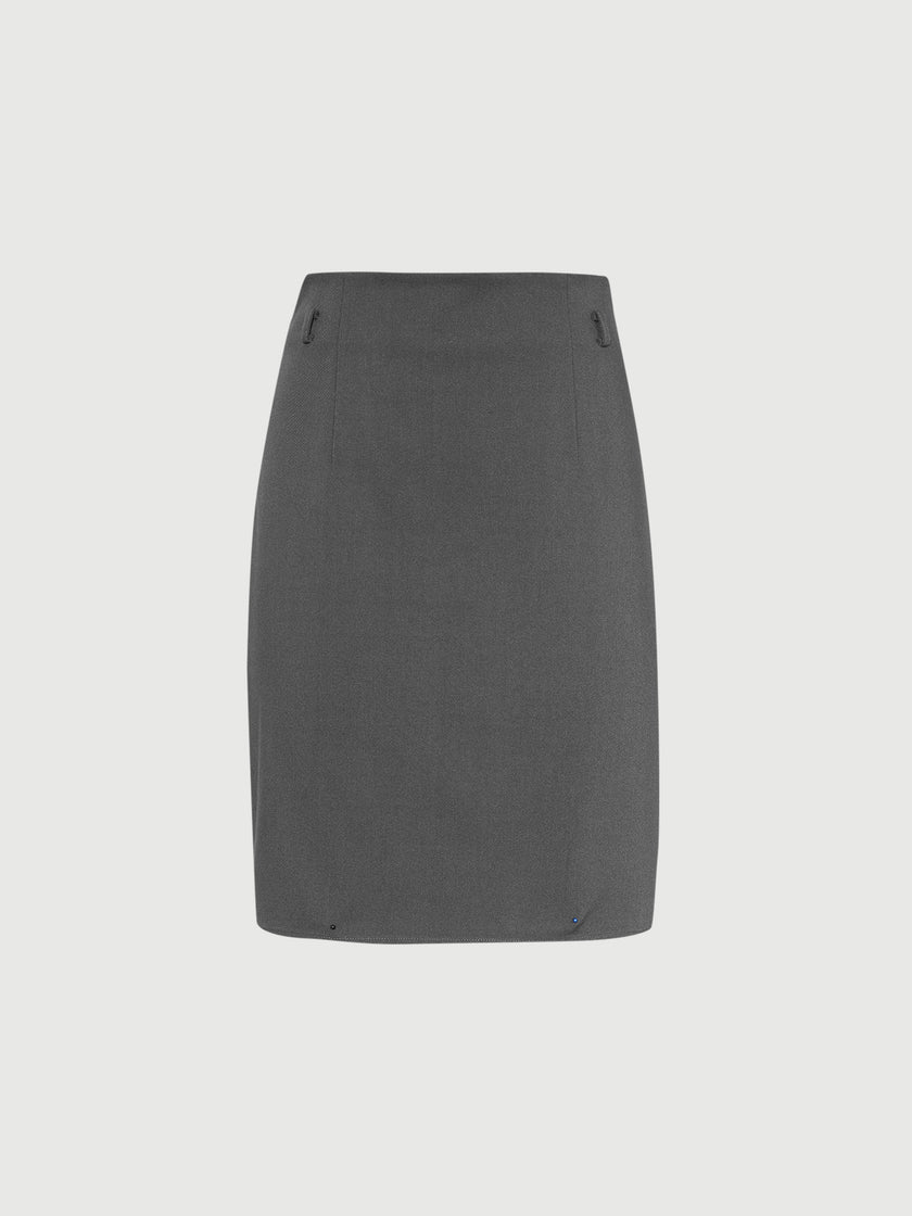 Women's Gray Straight Fit Middle Length Skirt