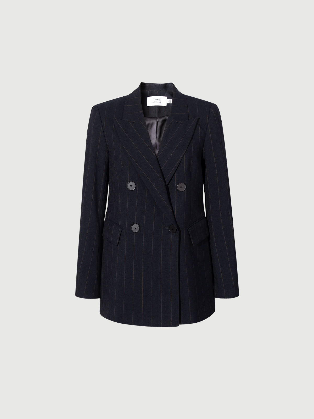 Classic black double-breasted collared blazer