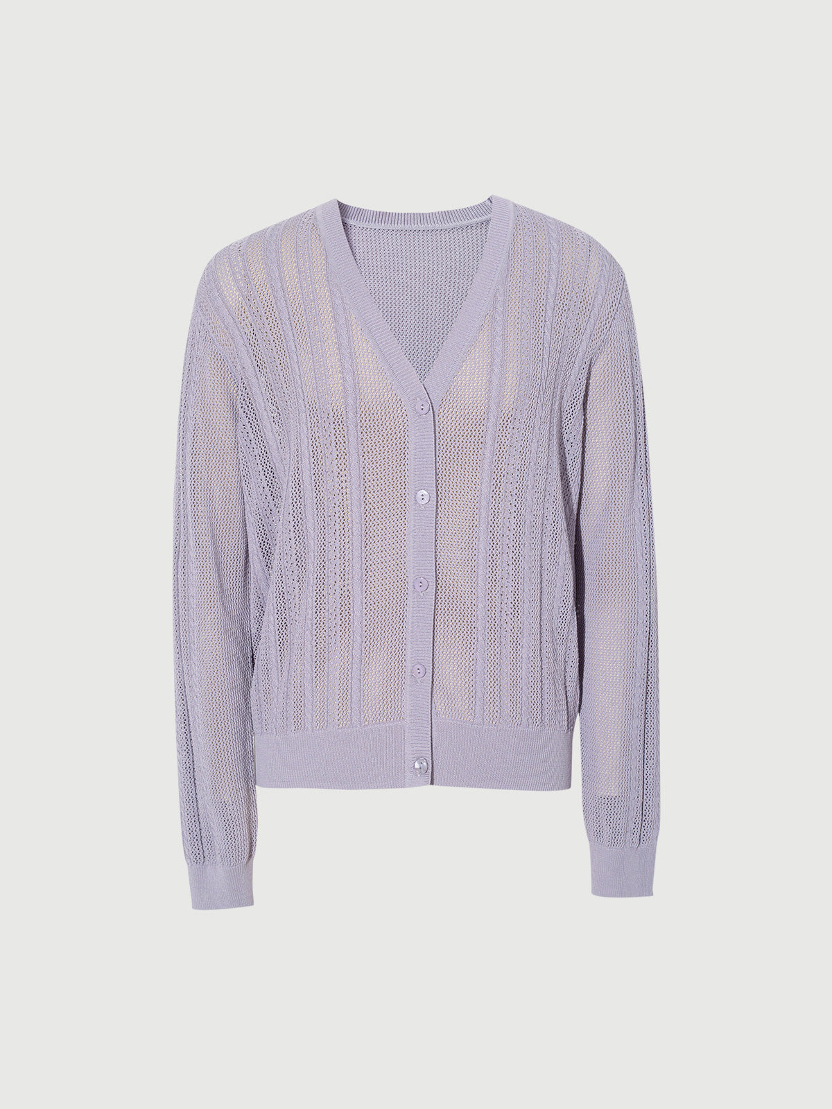 Women's Summer Cotton Purple Gray V Neck Sleeve Short Cardigan Knitwear