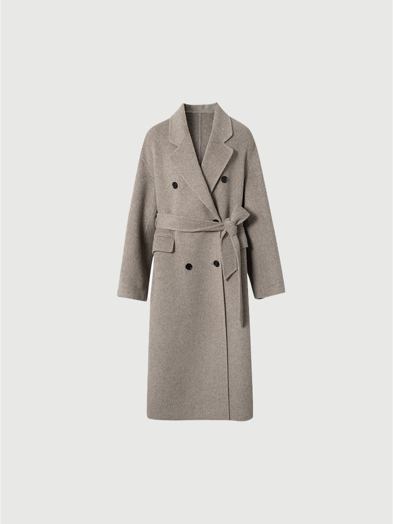 Grey sheepskin and alpaca wool coat