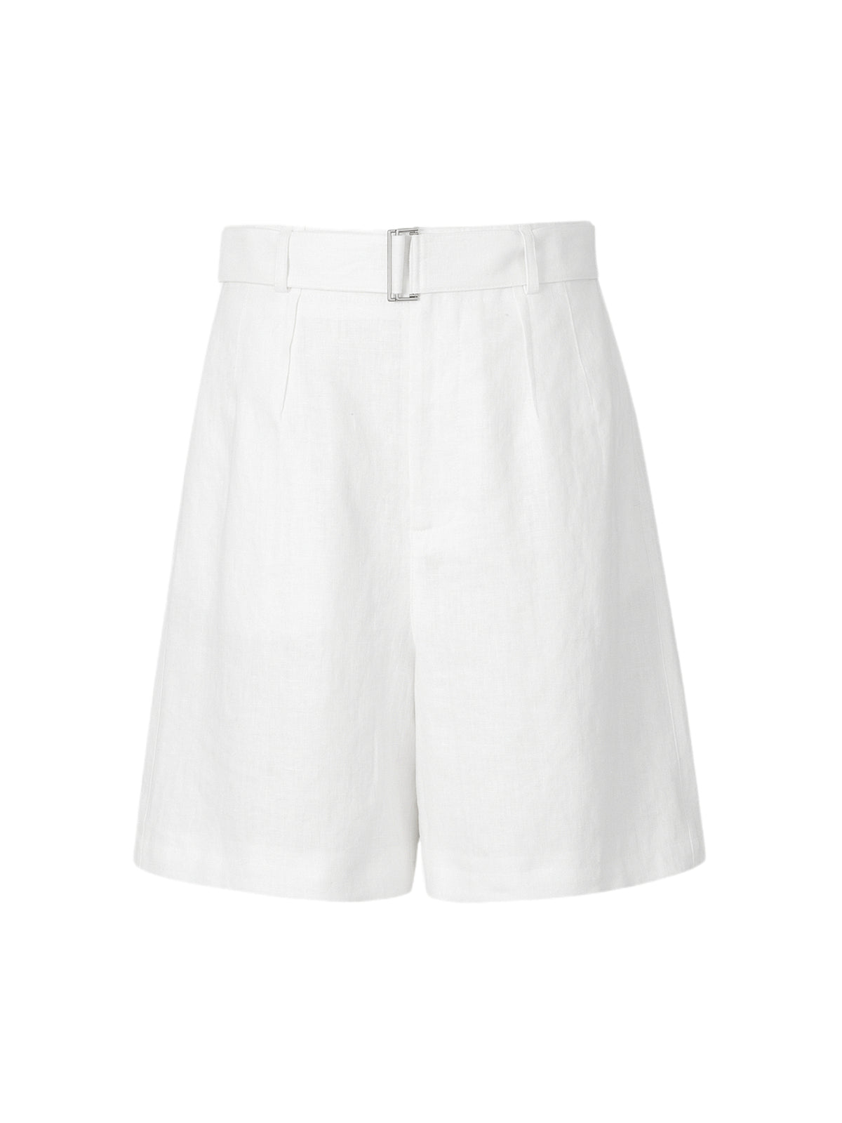 White linen shorts