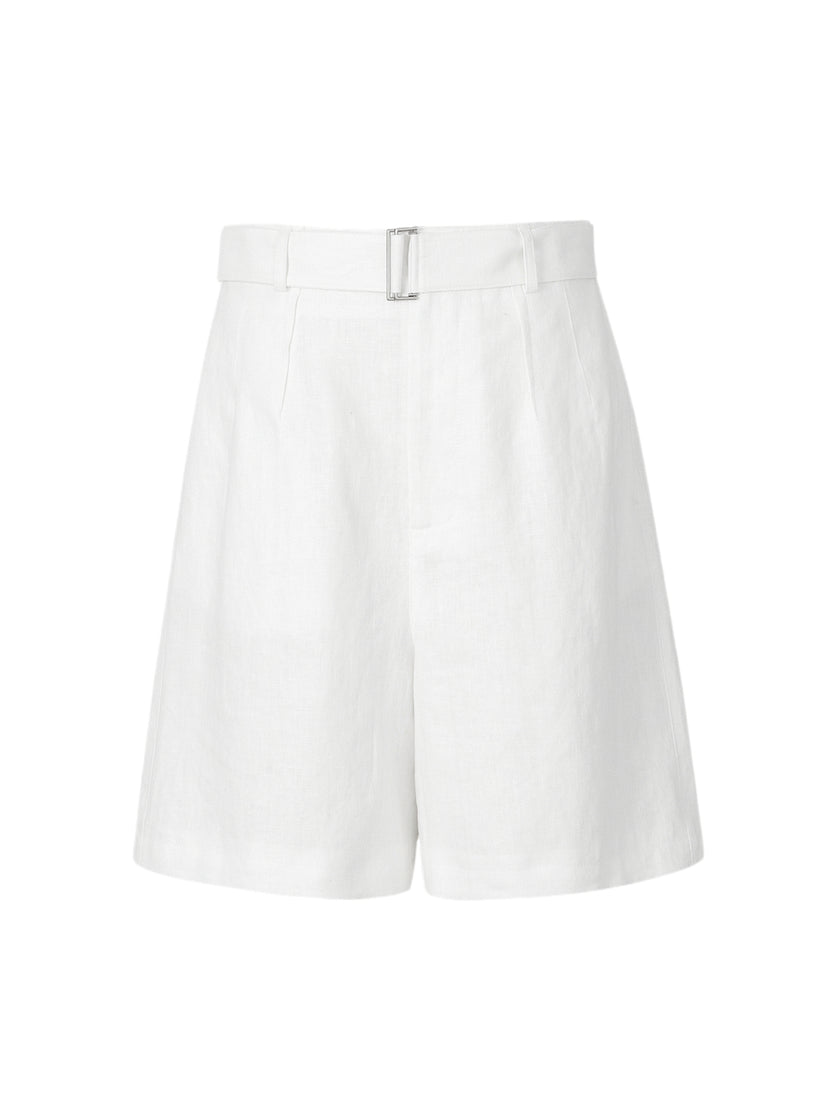 White linen shorts
