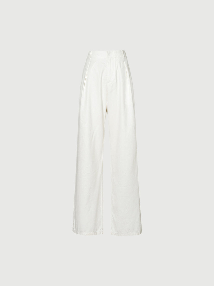 White cotton wide-leg jeans