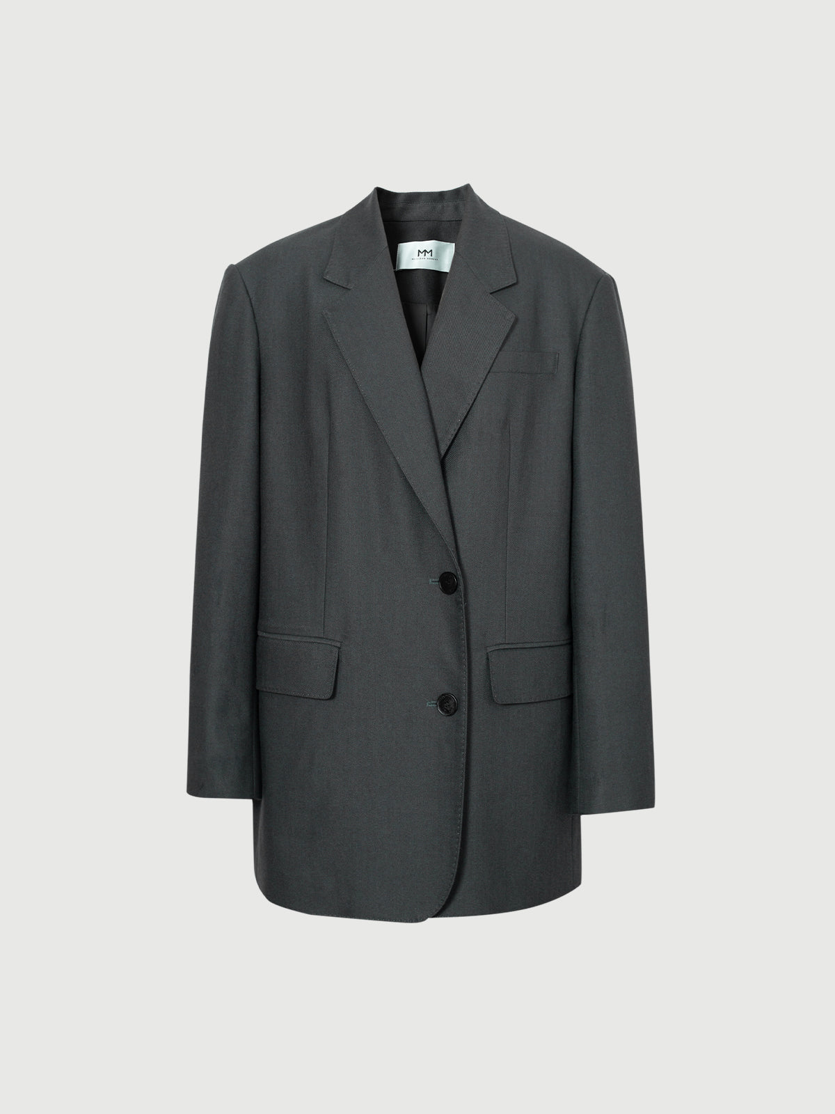 Women's Grey Notch Lapel Long Sleeves Blazer Jacket