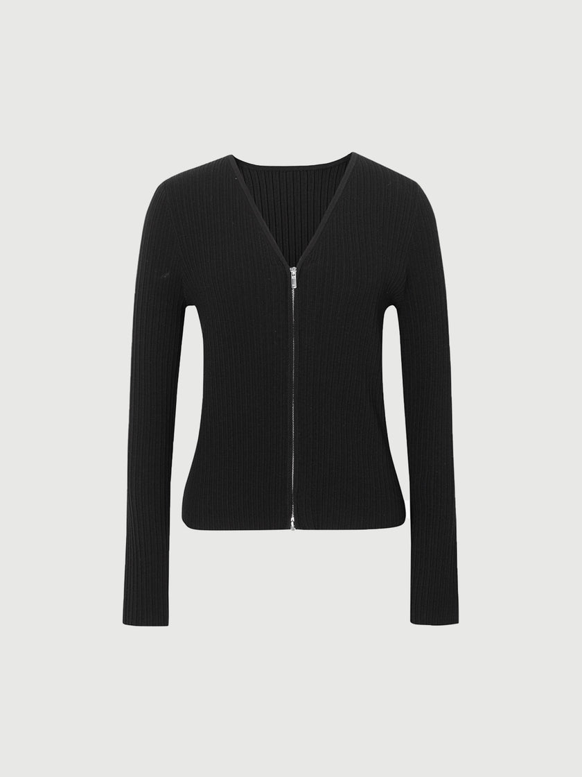 Black zipped knit jacket