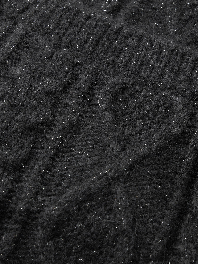 Long black alpaca wool cardigan
