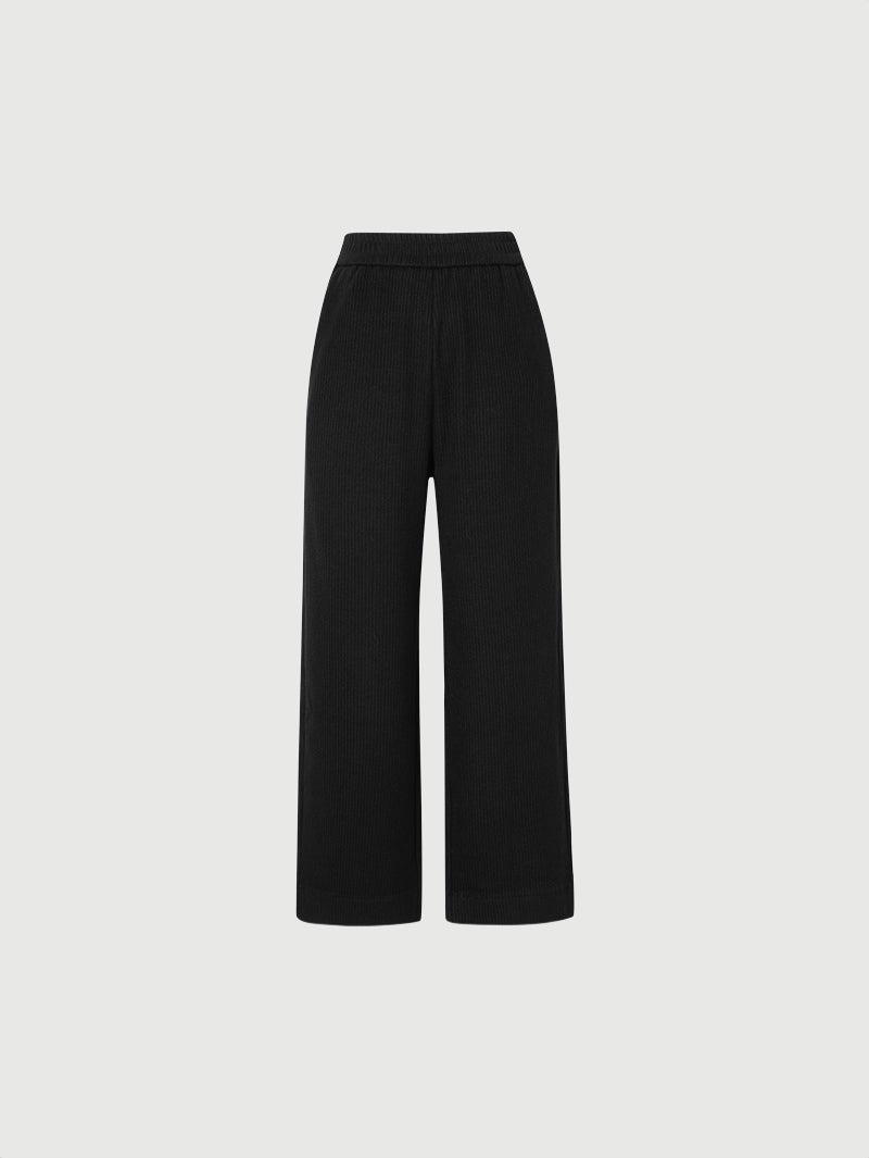 Black corduroy straight pants