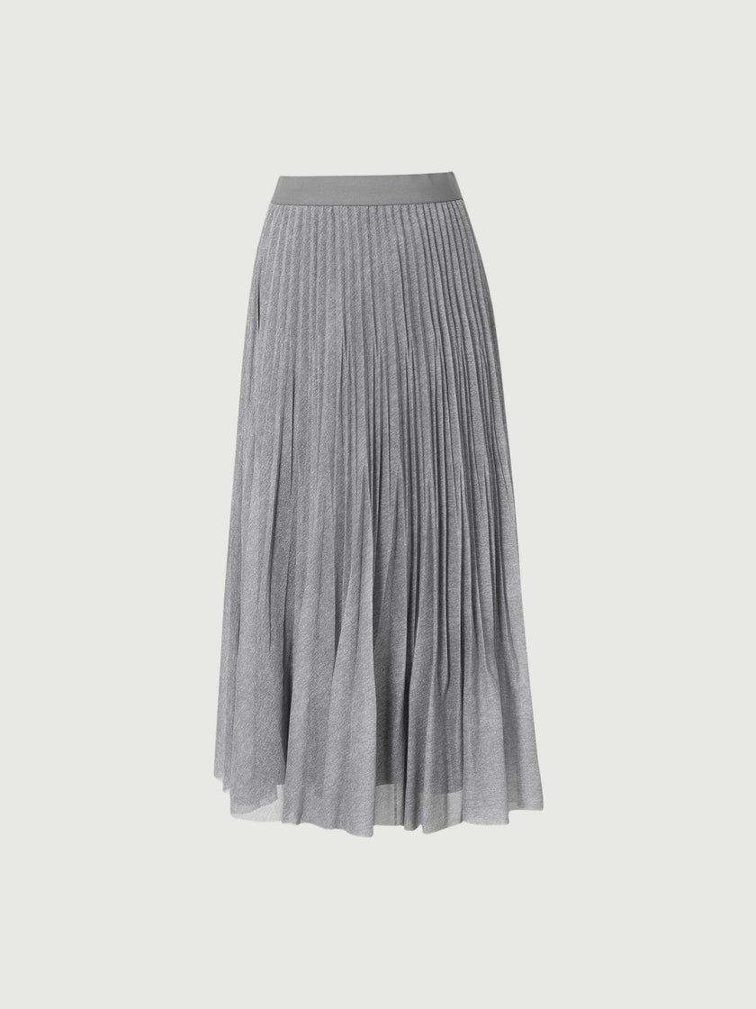 Grey short skirt with elastic waist and pleated design