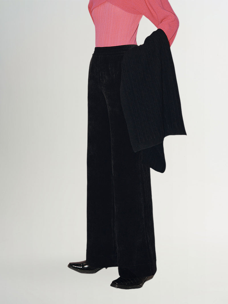 Black wide leg casual pants