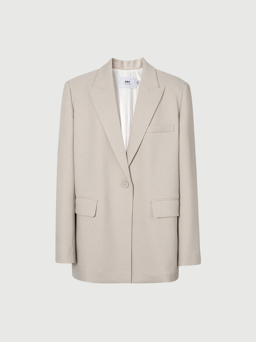 Light beige buttoned long sleeve blazer