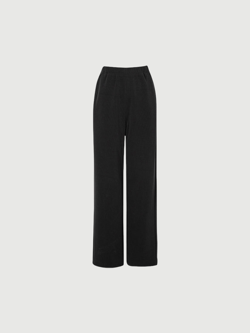 Black straight pants with elasticated waist