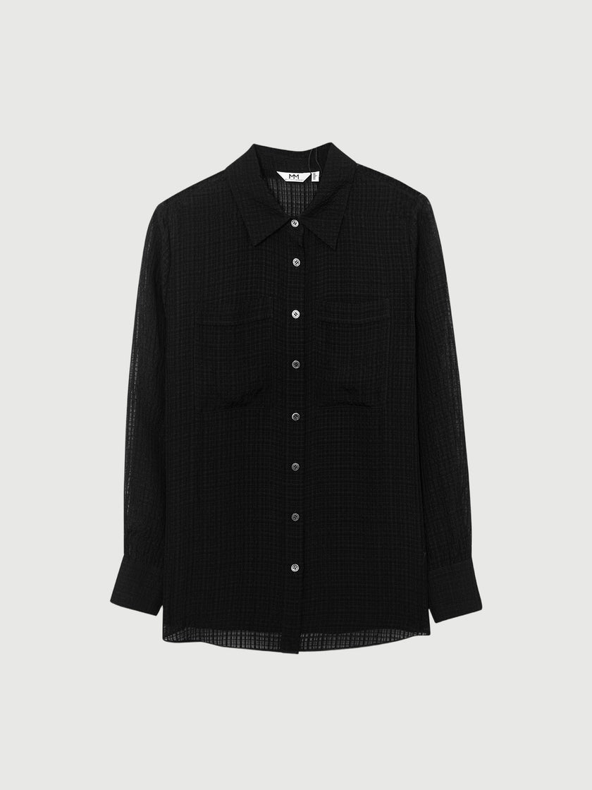 Black shirt with fine stripes, long sleeves