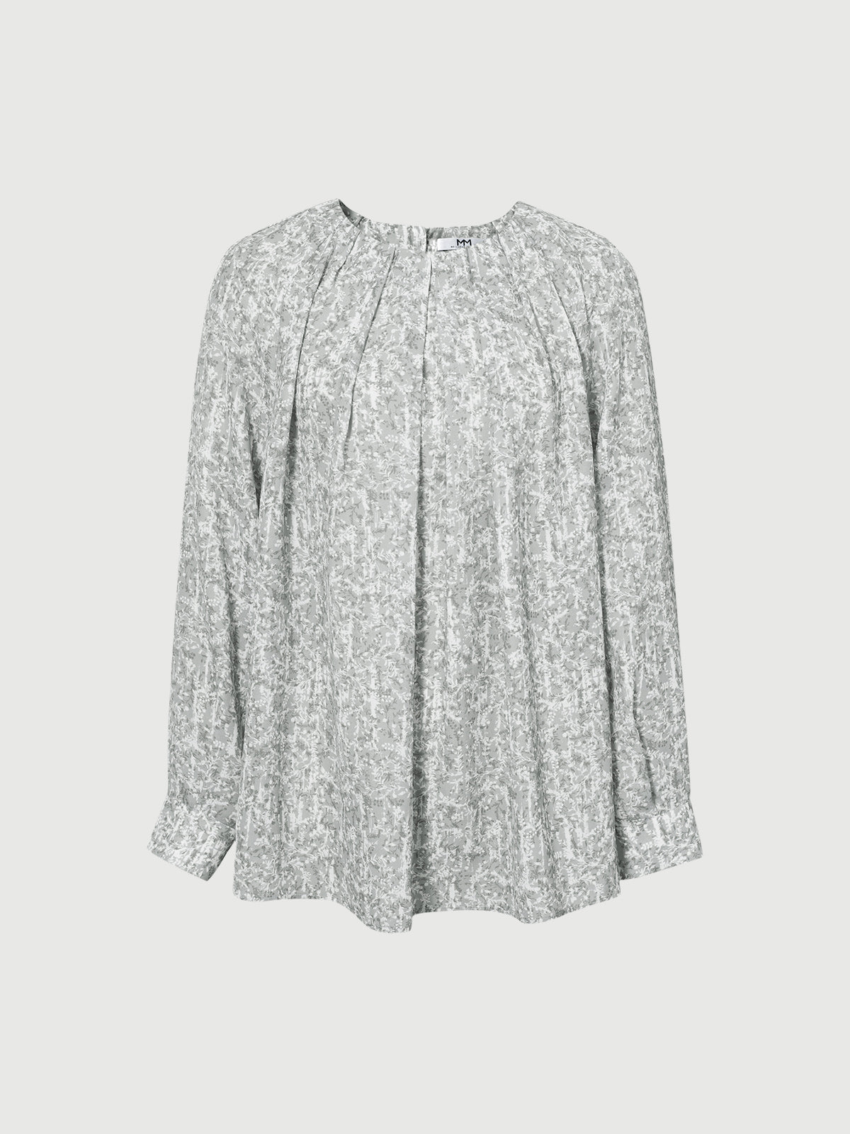 Women's Grey Round Neck Long Sleeves Blouse