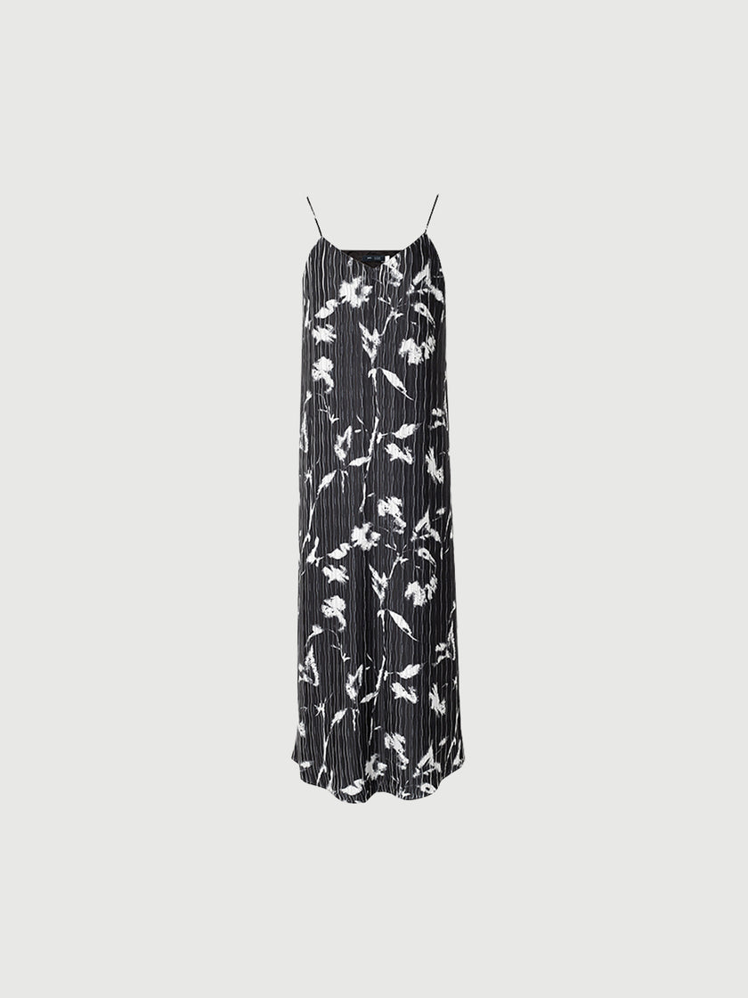 Black floral print strappy dress