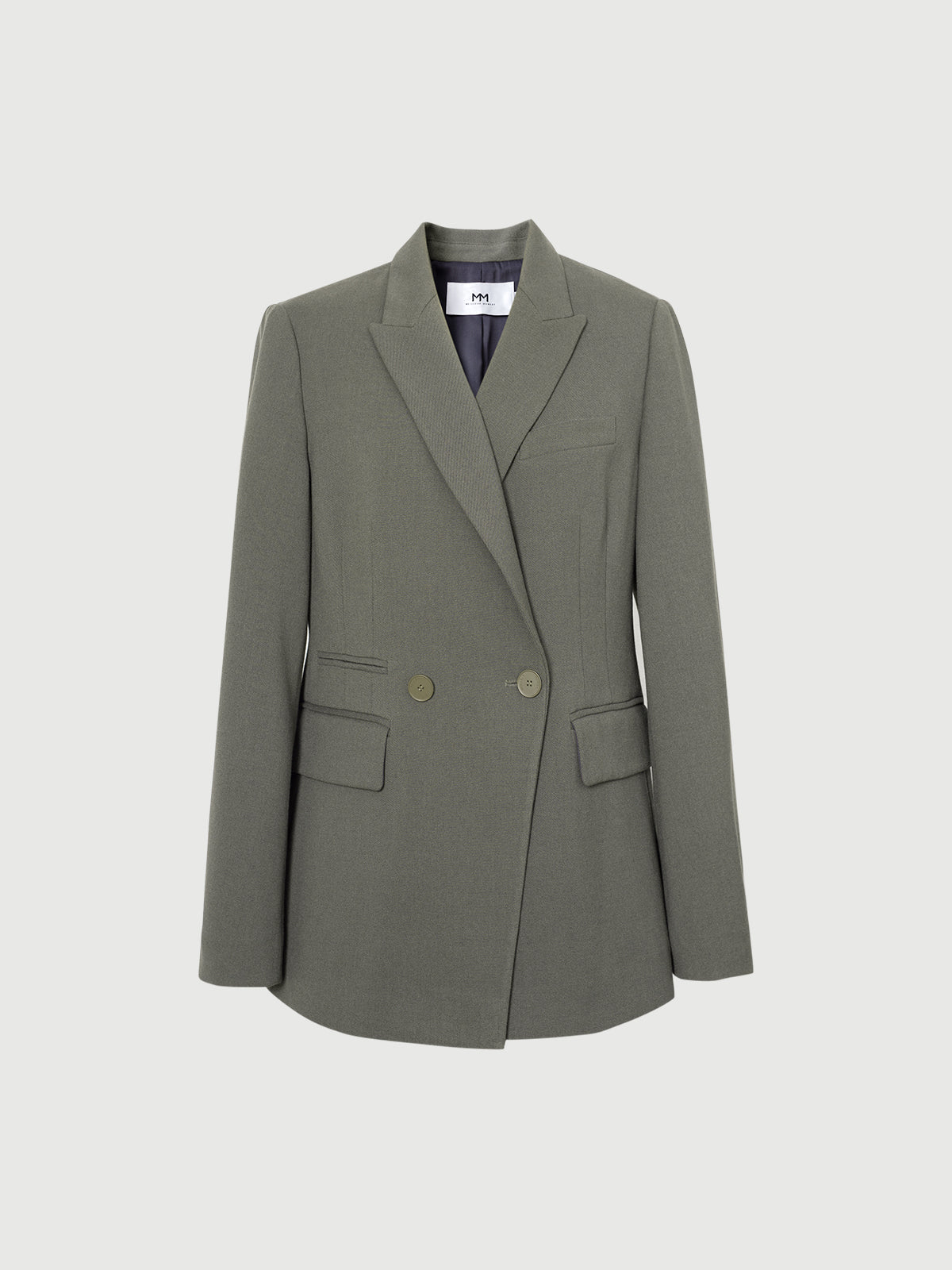 Women's Gray Peak Lapel Double Breasted Blazer Jacket
