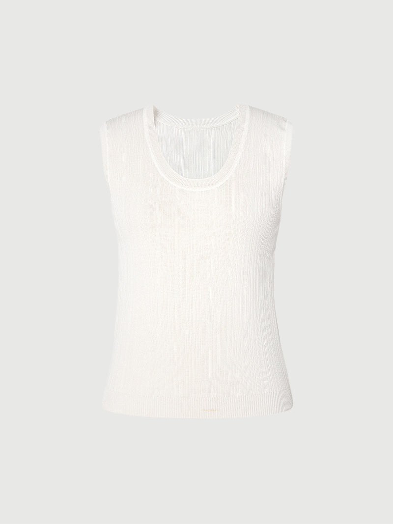 Sleeveless mesh top, white, summer