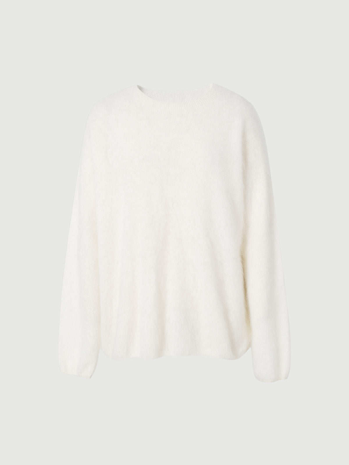 Women's White Casual Round Neck Cashmere Sweater