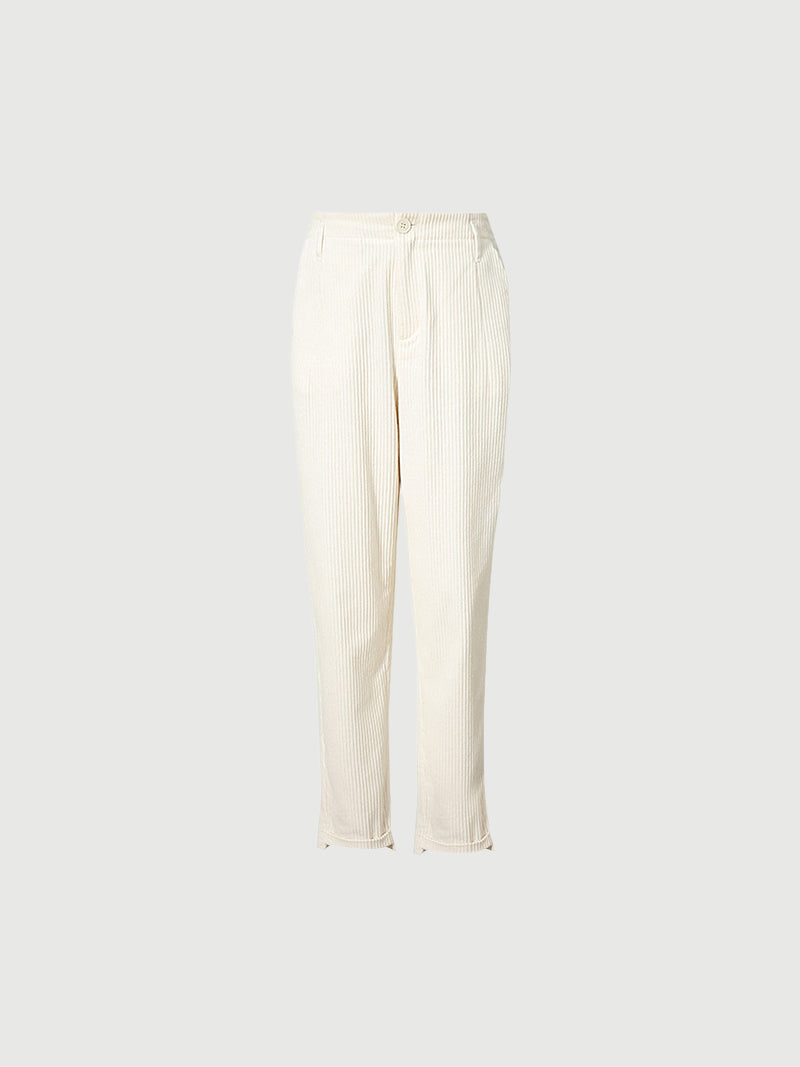 Pantalon en velours côtelé beige