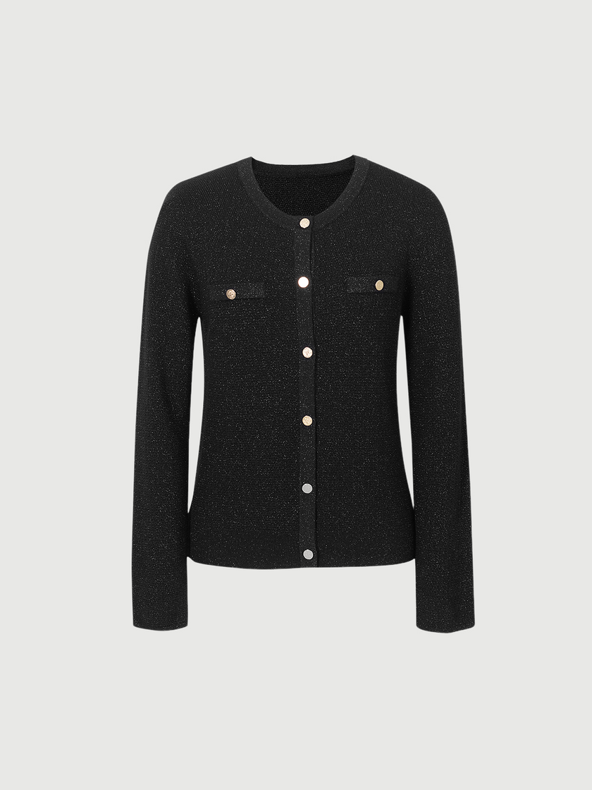 Black shimmering wool cardigan