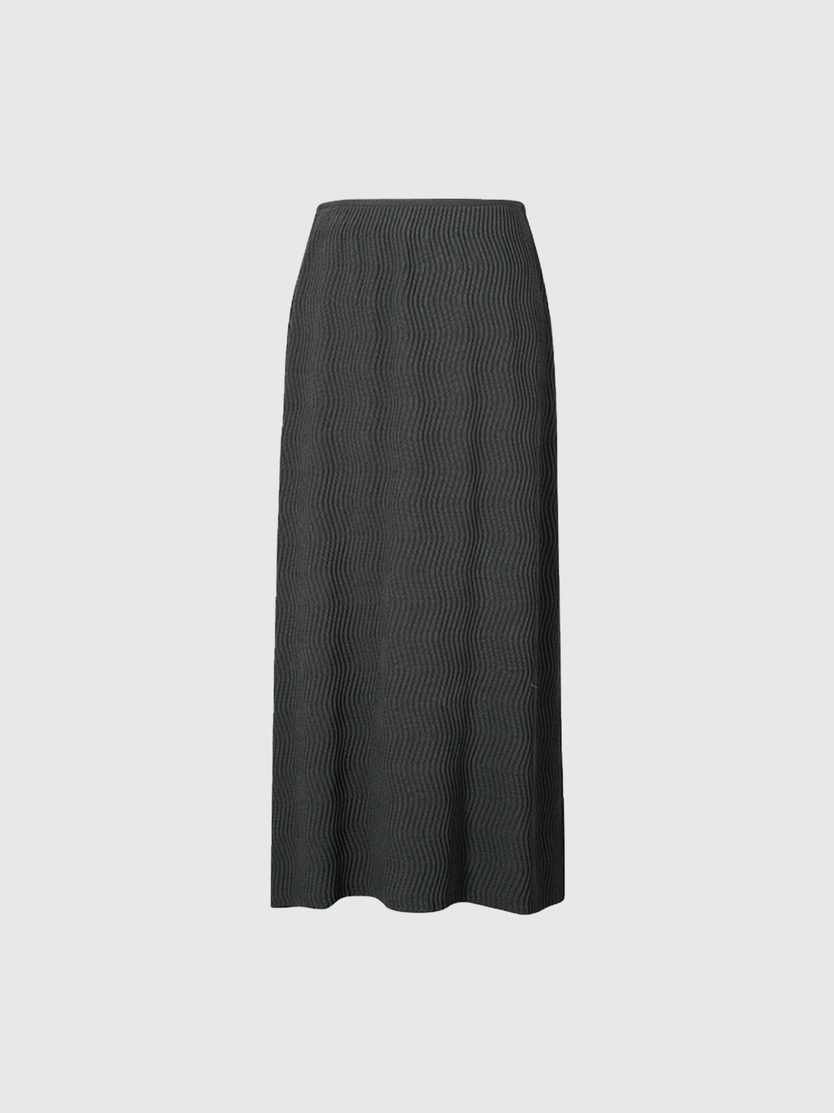 Dark gray straight skirt with wave seams