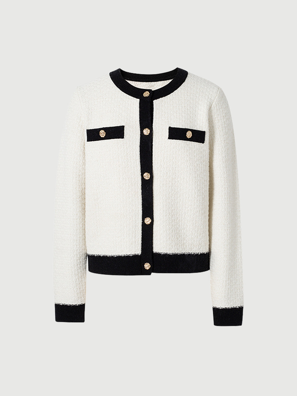 Women's Round Neck Wool Knit Cardigan