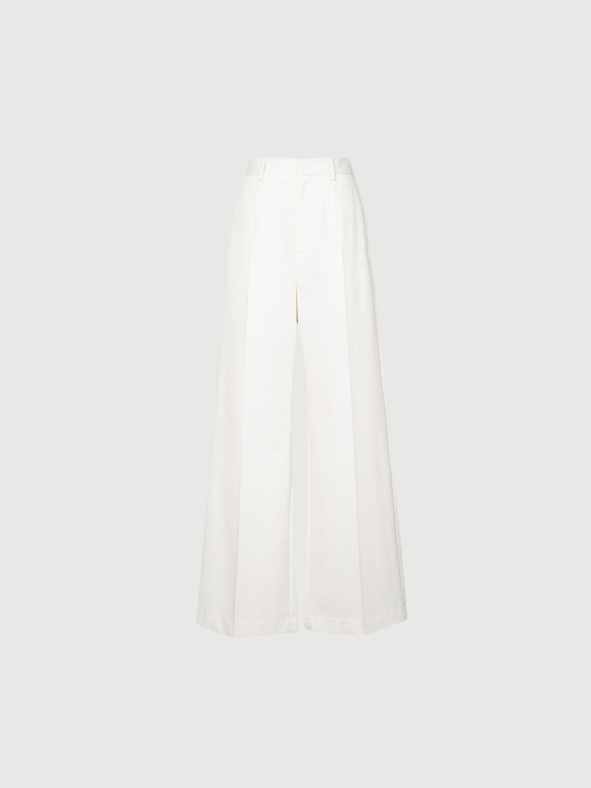 White wide high waisted suit pants