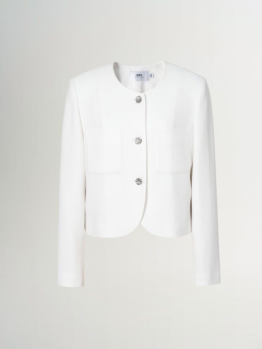 Veste courte blanche en tweed