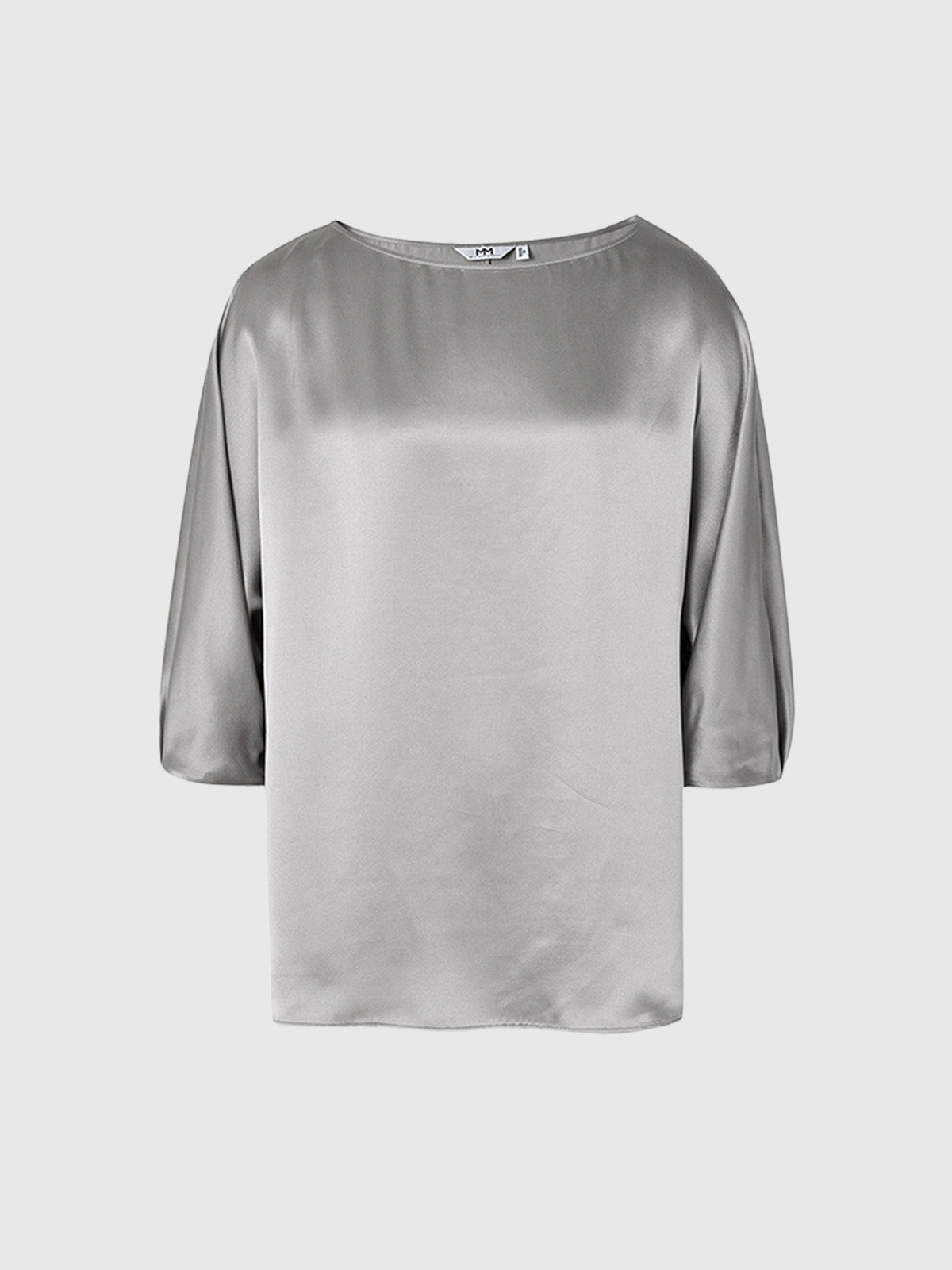 Women's Light Gray Classic Collar Long Sleeve Silk Blouse