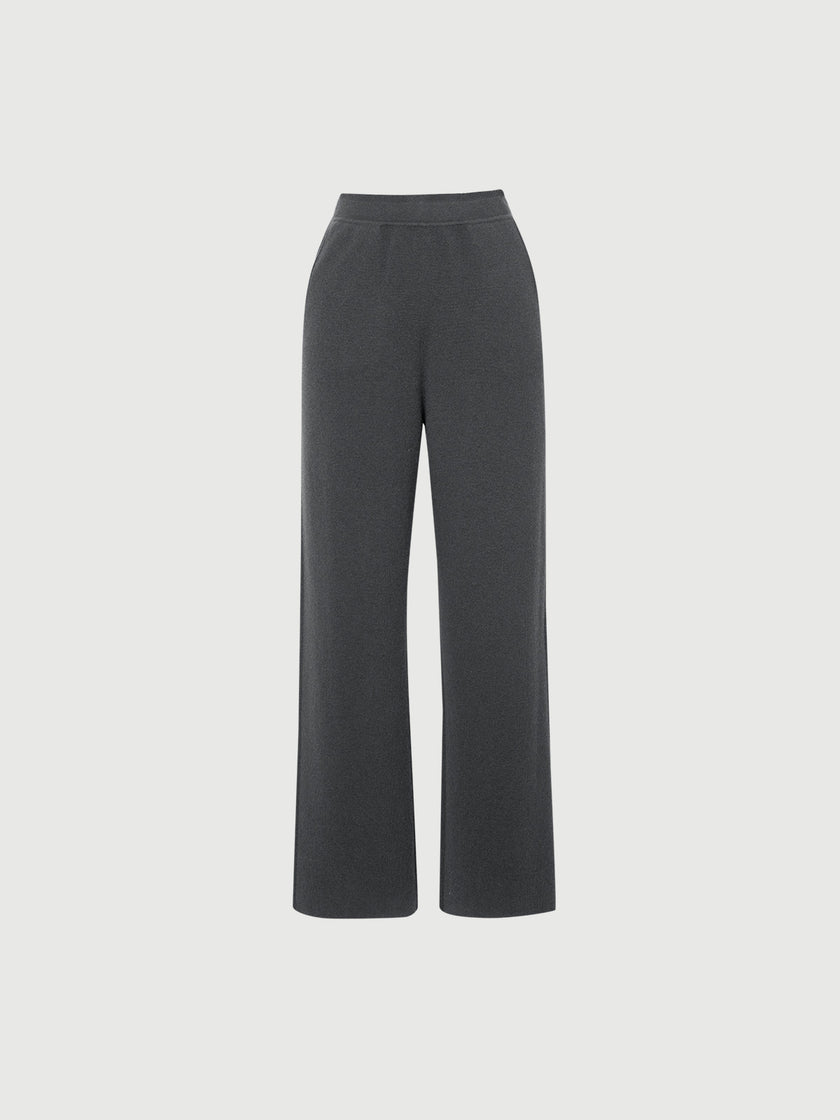Dark gray relaxed fit winter knitted pants