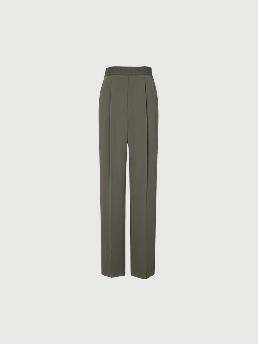 Brown-khaki straight-cut pants